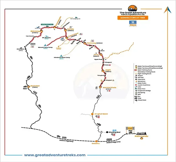 Manaslu Circuit Trek Map