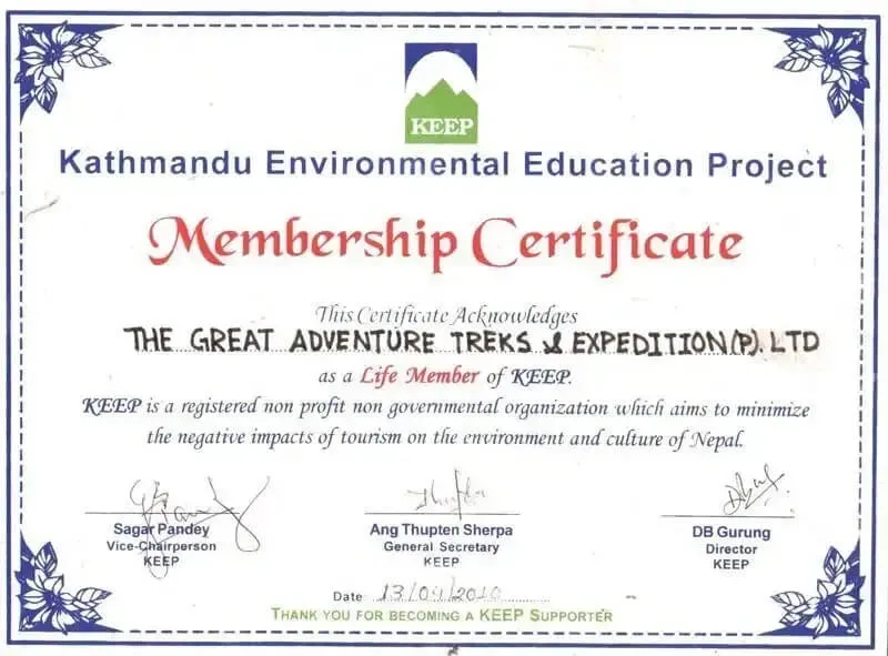 KEEP Membership Certificate